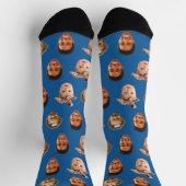 Funny Custom Vater 3 Kids Foto Blau Socken (Oben)