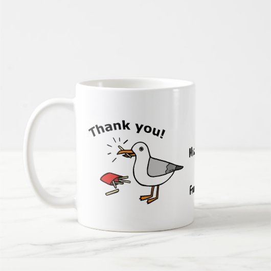 Funny Custom Vielen Dank, dass du Seagull mit Fry  Kaffeetasse (Links)