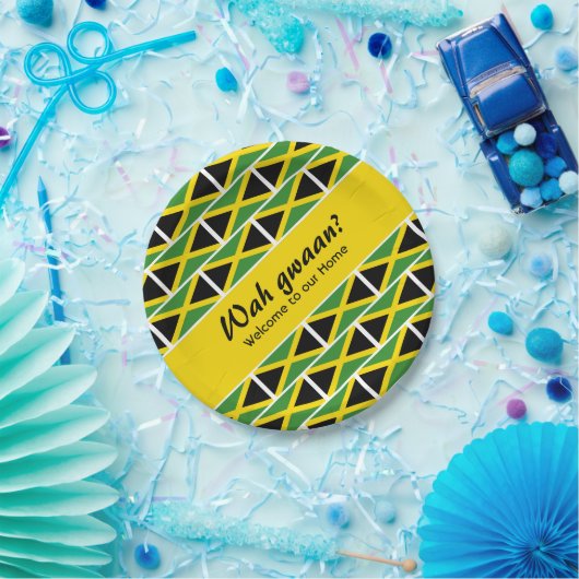 Funny Custom WAH GWAAN Jamaica Flag Pappteller (Party)