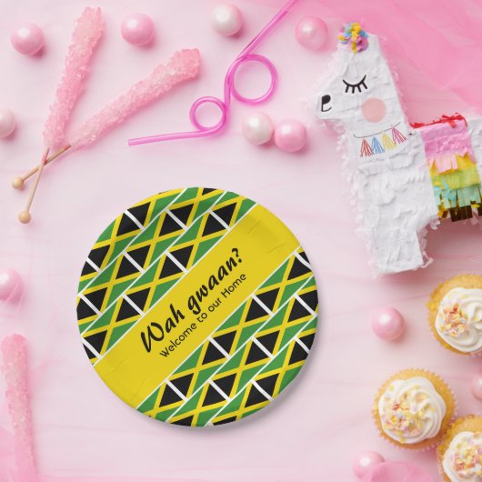 Funny Custom WAH GWAAN Jamaica Flag Pappteller (Party)