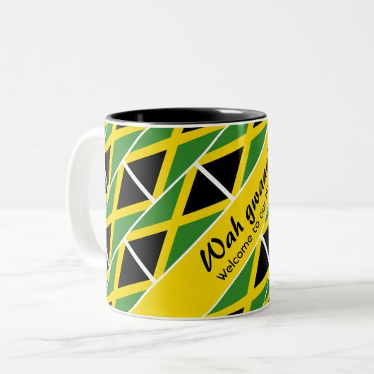 Funny Custom WAH GWAAN Jamaica Flag Zweifarbige Tasse (Vorderseite Links)