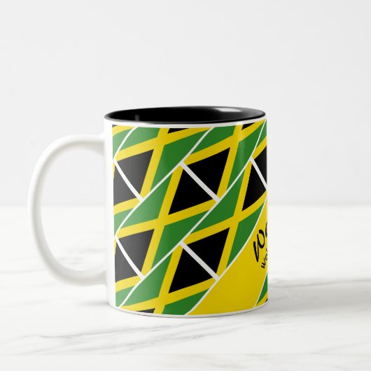 Funny Custom WAH GWAAN Jamaica Flag Zweifarbige Tasse (Links)