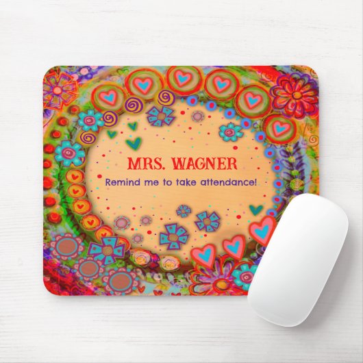 Funny Custom Whimsical Hearts Blume Besuch Mousepad (Mit Mouse)