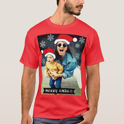 Funny Custom Xmas. Das Hut-Foto des Weihnachtsmann T-Shirt (Vorderseite)