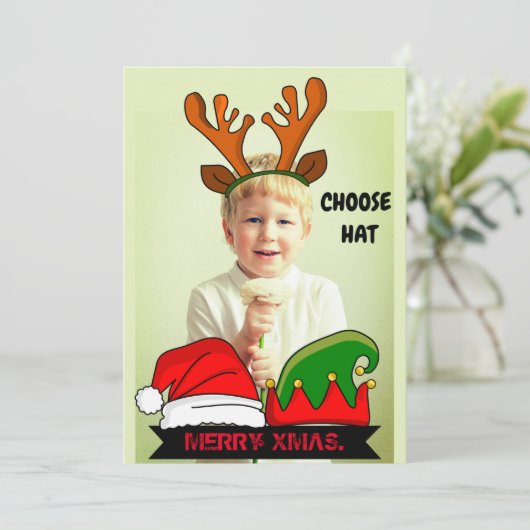Funny custom Xmas. hats Einladung (Stehend Vorderseite)