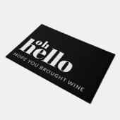 Funny Custom Zitat Hallo Schwarz und Weiß Willkomm Fußmatte (Schrägansicht)