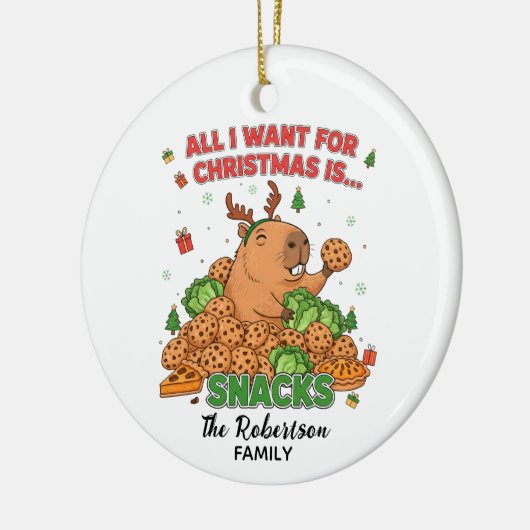 Funny Customizable Capybara Familienurlaub Dekorat Keramik Ornament (Links)