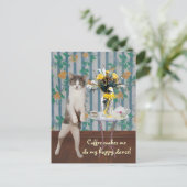 Funny Customizable Coffee Cat/Kitty Postkarte (Stehend Vorderseite)
