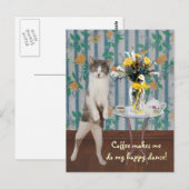 Funny Customizable Coffee Cat/Kitty Postkarte (Vorne/Hinten)