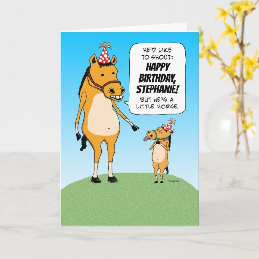 Funny Customizable Little Horse Birthday Card Karte (Gelbe Blume)