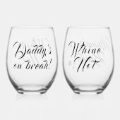 Funny Customizable "Mama's on Break" Weinglas Ohne Stiel (Rückseite)