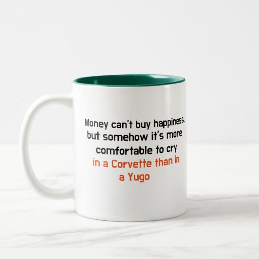 Funny Customizable Tasse: Geld kann Glück nicht ka Zweifarbige Tasse (Links)