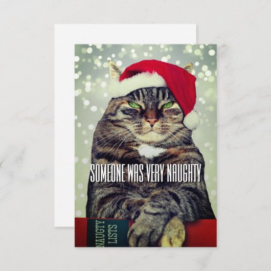 Funny cute angry cat Christmas card Dankeskarte (Vorne/Hinten)