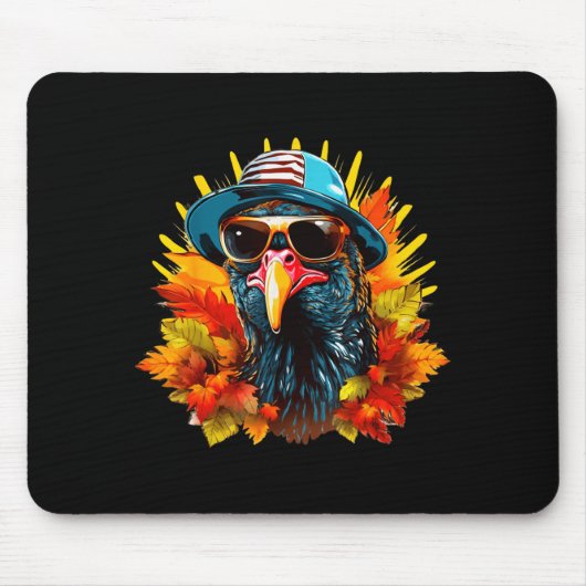 Funny Cute Autumn Thanksgiving Turkey Christmas Au Mousepad (Vorne)
