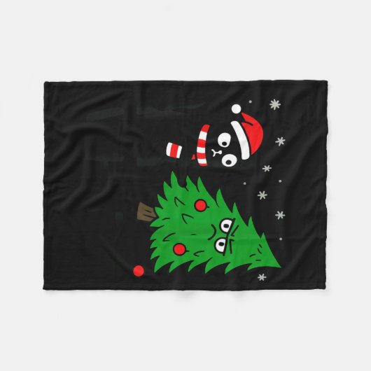 Funny Cute Black Cat What Jamas Christmas Tree Cos Fleecedecke (Vorderseite (Horizontal))