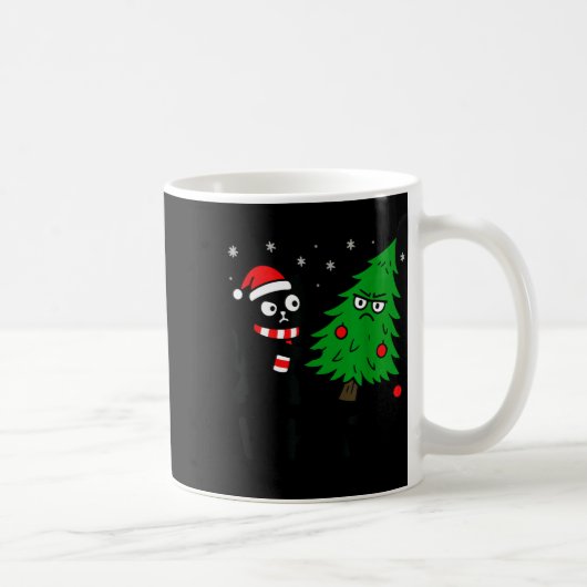 Funny Cute Black Cat What Jamas Christmas Tree Cos Kaffeetasse (Rechts)