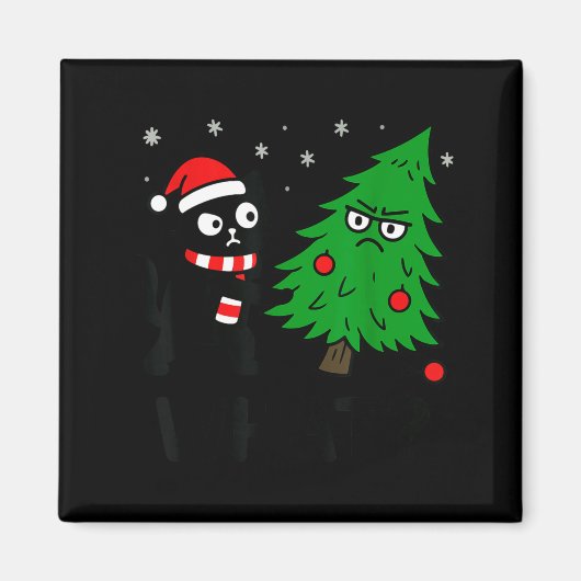 Funny Cute Black Cat What Jamas Christmas Tree Cos Magnet (Vorne)