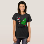 Funny Cute Black Cat What Jamas Christmas Tree Cos T-Shirt (Vorne ganz)