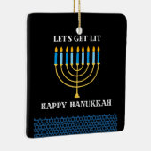 Funny Cute Blue Hanukkah Menorah Design Keramikornament (Rechts)