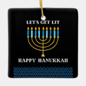 Funny Cute Blue Hanukkah Menorah Design Keramikornament (Vorderseite)