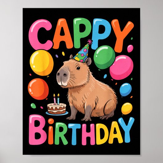 Funny Cute Capy Capybara Animal Birthday Party Sup Poster (Vorne)