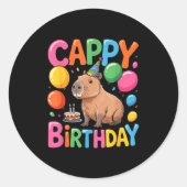 Funny Cute Capy Capybara Animal Birthday Party Sup Runder Aufkleber (Vorderseite)