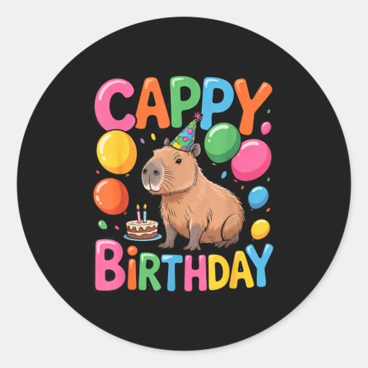 Funny Cute Capy Capybara Animal Birthday Party Sup Runder Aufkleber (Vorderseite)