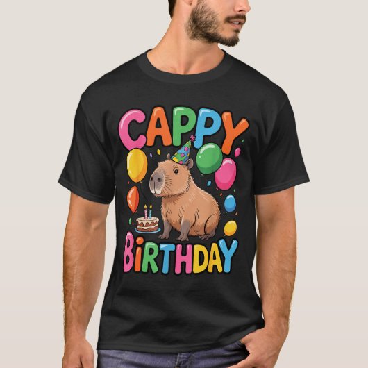 Funny Cute Capy Capybara Animal Birthday Party Sup T-Shirt (Vorderseite)