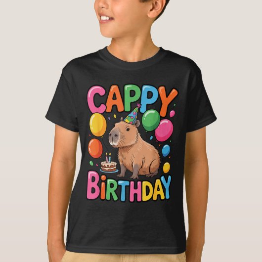 Funny Cute Capy Capybara Animal Birthday Party Sup T-Shirt (Vorderseite)
