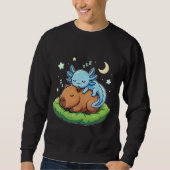 Funny Cute Capybara and Axolotl Sleeping Peaceful Sweatshirt (Vorderseite)