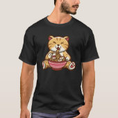 Funny cute cat eating spaghetti T-Shirt (Vorderseite)