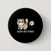 Funny Cute Cat Kitten Lover Silent But Deadly Gift Button (Vorderseite)