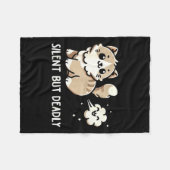 Funny Cute Cat Kitten Lover Silent But Deadly Gift Fleecedecke (Vorderseite (Horizontal))