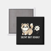 Funny Cute Cat Kitten Lover Silent But Deadly Gift Magnet (Vorderseite/Rückseite)
