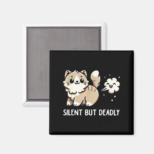Funny Cute Cat Kitten Lover Silent But Deadly Gift Magnet (Vorderseite/Rückseite)