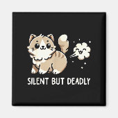Funny Cute Cat Kitten Lover Silent But Deadly Gift Magnet (Vorne)