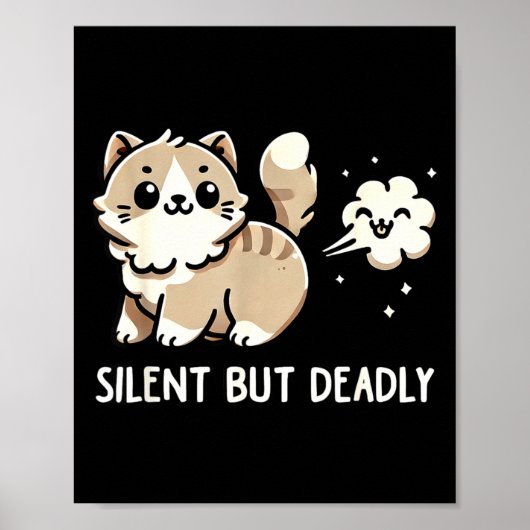 Funny Cute Cat Kitten Lover Silent But Deadly Gift Poster (Vorne)