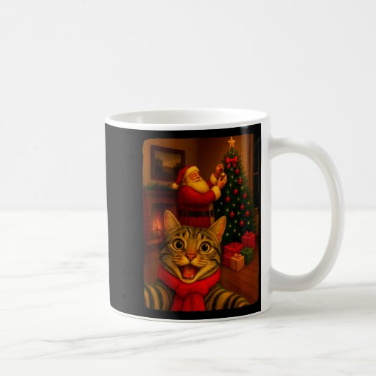 Funny Cute Cat Selfie With Santa Christmas Xmas Wo Kaffeetasse (Rechts)