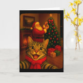Funny Cute Cat Selfie With Santa Christmas Xmas Wo Karte (Gelbe Blume)