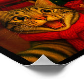 Funny Cute Cat Selfie With Santa Christmas Xmas Wo Poster (Ecke)