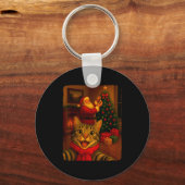 Funny Cute Cat Selfie With Santa Christmas Xmas Wo Schlüsselanhänger (Vorderseite)