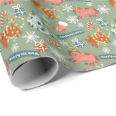 Funny Cute Christmas Cats Happy Holiday  Geschenkpapier (Rolleneckpunkt)