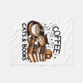 Funny Cute Coffee Cats Books Lover Women Men Kids  Fleecedecke (Vorderseite (Horizontal))