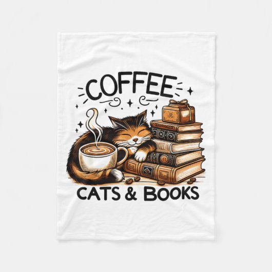 Funny Cute Coffee Cats Books Lover Women Men Kids Fleecedecke (Vorderseite)
