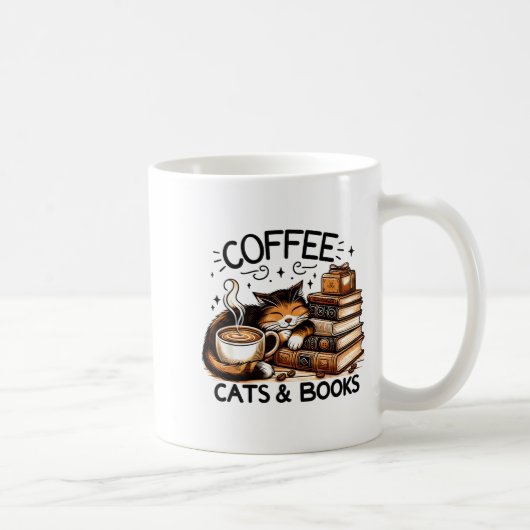 Funny Cute Coffee Cats Books Lover Women Men Kids  Kaffeetasse (Rechts)