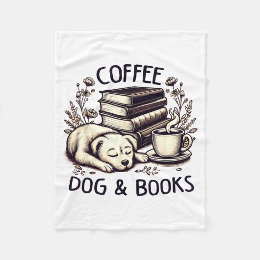 Funny Cute Coffee Dog Books Lover Women Men Kids  Fleecedecke (Vorderseite)