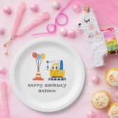 Funny & Cute Construction Birthday  Pappteller (Party)