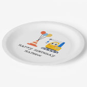 Funny & Cute Construction Birthday  Pappteller (Schrägansicht)