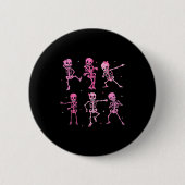 Funny Cute Dancing Skeleton Halloween Costume Shir Button (Vorderseite)