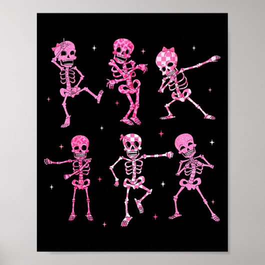 Funny Cute Dancing Skeleton Halloween Costume Shir Poster (Vorne)